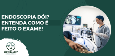 Endoscopia dói? Entenda como é feito o exame, imagem informativa com profissional de saúde realizando procedimento endoscópico em ambiente hospitalar.