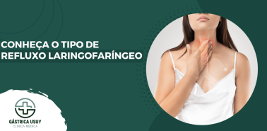 Arte de capa com o título sobre refluxo laringofaríngeo e ilustração de pessoa indicando a região da garganta afetada.